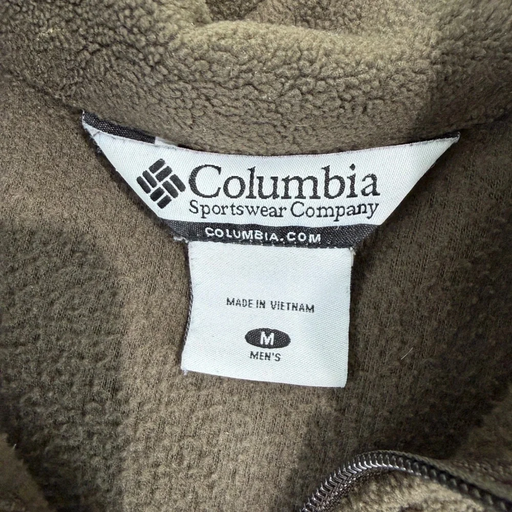 Columbia Mens Brown Full Zip Fleece Jacket Mock Neck WM6113 Size Medium‎